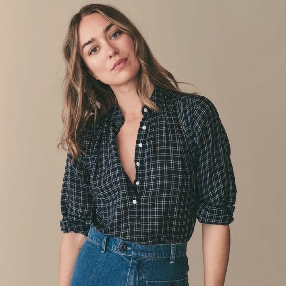 Doen Holde Top in Bleu Cottage Plaid